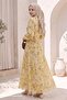 Gathered Lace Floral Yellow Dress - 5