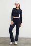 High Waist Flare Pants with Elastic Waist