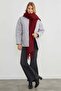 Water Wave Patterned Quilted Oversized Buttoned Coat - 4