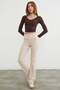 High Waist Flare Pants with Elastic Waist - 3