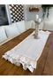 İnci Vintage Seamless Double Layer Ruffled Ecru Runner - 8