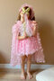 Pink Butterfly Appliqued Girl's Cloak Scepter Crown Set - 2