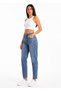 Women's High Waist Straight Leg Denim Pants in Distressed Light Blue, Comfort Fit for Casual Everyday Wear and Stylish Graduation - 3