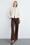Muslin Fabric Shirt with Tie Front and Embroidery Detail - 4