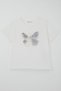 Girl's T-Shirt with Butterfly Embroidery, Tulle and Sequins, Ages 5-10, Ecru - 3