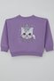 Girl's Sweatshirt Little Crowned Cat Princess Printed Back Print Detail 1.5-5 Years Old, Lilac - 5