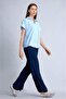 Culotte Wide Leg Wrinkled Textured Viscose Navy Blue Trousers C9565Ax26Sm