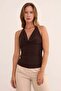 Halter Neck Degaje Collar Blouse