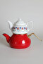 Red Upright Tulip Patterned Porcelain Top 650 ml – Red Enamel Bottom (1.25 Lt) Teapot Set