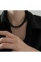 8mm French Vintage Black Pearl Choker Simple Acrylic Beaded Chain Necklace For Women Jewelry Accesso
