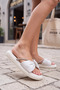 Glimmer Slipper Women's Slippers with Bow and Stones - Lightweight Casual Summer Slippers with Gathered Cushioned Sole, White - 6