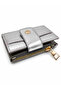 Women's Silver Color Wallet, Card Holder, Zippered Coin Compartment, Snap Closure, Slim Design, Daily Use - 4