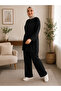 Women's Islamic Clothing Modal Fabric Tie-Strap Detailed Crew Neck Top and Bottom Set - 6