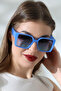نظارة شمسية نسائية UV400 بإطار مربع أزرق متدرج 23025 C16 - 5