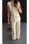 Women's Square Collar Vest Pants Set - 4