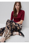 Women's Plum 100% Cotton Half Sleeve Deep V-Neck T-Shirt - 5