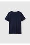Women's Navy Blue 100% Cotton Logo Printed Crew Neck T-Shirt - 4