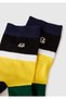 Unisex Green Mix Cotton Blended Patterned Jacquard Logo Socks - 2