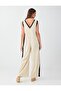 Linen Blend Sleeveless Jumpsuit with Stone Stripe Detail - 5