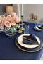 Royal Linen Textured Glitter Tablecloth Navy Blue - 2