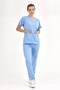 Light Blue Lux Stretch Fabric Greys Top and Bottom Set Doctor Nurse Uniform - 2