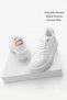 Women's Sneaker Thick Sole Gold Buckle Detailed Lace Up Sports Shoes Rofke White
