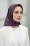 100% Twill Silk Shawl Patterned Plum Colored 90X90 Scarf Sewing Shape: Hand Sewing - 5