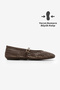 Women's Blunt Toe Hand Knitted Mary Jane Strappy Casual Ballerinas Liyen Brown - 4