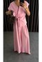 Pink Tie-Up Vest Suit Women's Clothing - 5