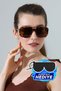 Women's Leopard Body Brown Glass Gold Handle Detailed Sunglasses