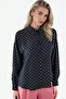 Women's Oversize Polka Dot Shirt 1512 - Black - 3