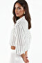 Women's Striped Oversize Short Shirt 1351 - White - 4