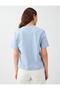 Light Blue 100% Cotton Short Sleeve Basic Knitted T-Shirt - 4