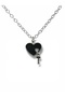 Black Heart Figured Unisex Necklace – 60 cm Chain, Elegant and Gothic Style