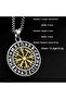 Viking Nordik Vegvisir Embroidered Runic Symbol 316L Stainless Steel Pendant Silver Gold - 3