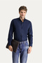 Long Sleeve Slim Fit Slim Fit Printed Cotton Button Collar Shirt - 2
