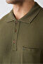 Regular Fit Cotton Embroidered Pocket Non-Curling Polo Neck T-Shirt - 4