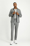 7 Drop Slim Fit Slim Cut Woolen Classic Fabric Trousers with Elastic Waist and Drawstring Stripes