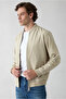 Seasonal Ribbed Bomber Coat with Pockets and Zipper