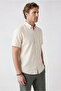Short Sleeve Regular Fit Buttoned Collar Sporty 100% Cotton Breathable Linen-Look Shirt - 3