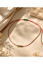 Red String Adjustable Gold Elephant Figured Necklace - Green Bead Detail - Does Not Tarnish - 3