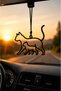 Metal ✨   Kitten Cat Lineart ✨ Rearview Mirror Ornament Metal Car Hanger with Motif Auto Accessory Car Ornament Auto Accessory Car Ornament Car Ornament Metal Gift Item Auto Accessory Metal Pendant Can Be Hanged - 3