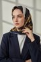 100% Twill Silk Leopard Patterned Navy Blue - Cream Colored 90X90 Scarf Sewing Shape: Hand Sewing - 4