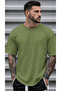 1 Piece Men's Olive Green Basic Plain Unprinted Oversize Salas Loose Fit T-Shirt - 4