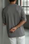 Men's Gray Basic Plain Unprinted Oversize Salas Boyfriend T-Shirt - 5