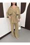 Women's Top and Bottom Set V-Neck Tie-Up Jacket Wide-Leg Palazzo Pants Two-Piece Set - 3