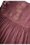 Square Collar Lettered Stone Embellished Linen Dress 2-7 Years Old Plum - 3
