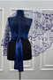 Navy Blue Bridal Veil Set, Glass Beads and Sequin Printed Henna Night Veil Set 6 Pieces - 3