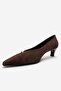 Versay Brown Suede Pointed Toe Women's Low Heel Shoes - 6