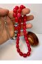 Handmade Nakkaş İmame Hareli Pomegranate Flower Color Crimped Amber Prayer Beads